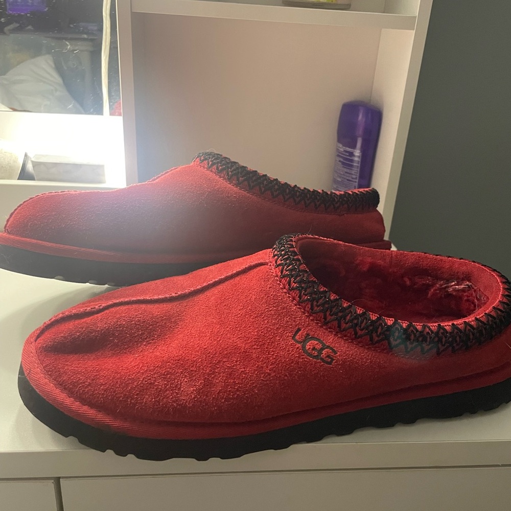 UGG Red Slippers with Black Trim